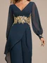 Chiffon V Neck Evening Elegant Jumpsuit