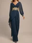 Chiffon V Neck Evening Elegant Jumpsuit