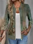 Casual Floral Loose Zipper Jacket