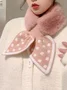 Women Polka-dot Knitted Paneled Furry Scarf