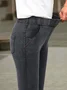 Plain Casual Loose H-Line Straight Pants With Pockets