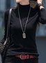 Turtleneck Daily Regular Fit Tunic Plain Casual Jersey Long Sleeve T-Shirt