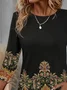 Plus Size Ethnic Daily Casual Loose H-Line Long Sleeve T-Shirt