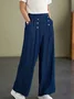 Plain Loose Casual High Waist Wide Leg Long Pants