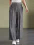 Plain Loose Casual High Waist Wide Leg Long Pants