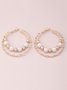 Elegant Double Layer Beaded Imitation Pearl Hoop Earrings