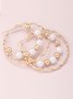 Elegant Double Layer Beaded Imitation Pearl Hoop Earrings