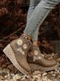 Floral Embroidered Snakeskin Espadrille Wedge Heel Platform Boots