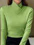 Asymmetrical V Neck Design Warmth Plain Casual Daily Regular Fit Knitted Long Sleeve H-Line T-Shirt