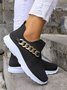 Women Chain Decor Slip On High-Elastic Flyknit Sneakers