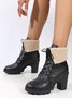 Fashionable Cuffed Chunky Heel Boots