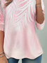 Plus Size Casual Leaf Loose Crew Neck T-Shirt