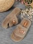 Casual Color Block Buckle Comfy Fluffy Slippers