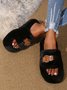 Casual Color Block Buckle Comfy Fluffy Slippers