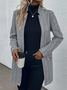 Casual Loose Mid-long Zipper Herringbone H-Line Jacket