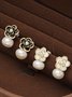 Elegant Camellia Natural Pearl Rhinestone Stud Earrings