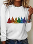 Women's Christmas Tree Daily Cotton-Blend Crew Neck Casual H-Line Long Sleeve Shirt