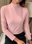 Knitted Warmth Half Turtleneck Casual Plain H-Line Long Sleeve T-Shirt