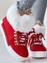 Christmas Plush Plain Casual Winter Cotton-Padded Suede Flat Heel Slip On Classic Boots