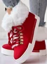 Christmas Plush Plain Casual Winter Cotton-Padded Suede Flat Heel Slip On Classic Boots