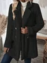 Winter Thicken Fluff/Granular Fleece Fabric Plain Casual Lapel Collar Long Sleeve Mid-long Teddy Jacket