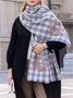 Elegant Floral Plaid Fringe Imitation Cashmere Scarf