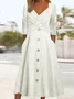 Plain Casual V Neck Dress With No