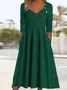 Plain Casual Buckle Sweetheart Neckline Fit & Flare A-Line Maxi Dress With Pocket