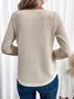 Lace Crochet Design Daily Plain Casual Crew Neck Loose H-Line Long Sleeve T-Shirt