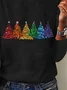 Plus Size Christmas Tree Daily Crew Neck Casual Loose H-Line Long Sleeve T-Shirt