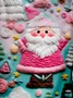 3D Print Christmas Pink Santa Claus Daily Regular Fit Casual Crew Neck Long Sleeve H-Line Shirt