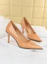 Stylish Woven Embossed Stiletto Heel Shallow Pumps