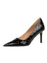 Stylish Woven Embossed Stiletto Heel Shallow Pumps