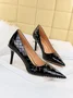 Stylish Woven Embossed Stiletto Heel Shallow Pumps