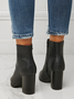Women Minimalist Embossed Chunky Heel Boots
