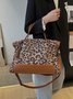 West Style Leopard Rivet Large Capacity Canvas Tote Bag