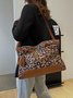 West Style Leopard Rivet Large Capacity Canvas Tote Bag