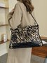 West Style Leopard Rivet Large Capacity Canvas Tote Bag