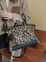 West Style Leopard Rivet Large Capacity Canvas Tote Bag