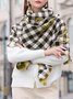 Elegant Floral Plaid Fringe Imitation Cashmere Scarf