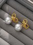 Elegant Bowknot Imitation Pearl Party Dangle Earrings