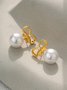 Elegant Bowknot Imitation Pearl Party Dangle Earrings