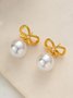 Elegant Bowknot Imitation Pearl Party Dangle Earrings