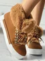 Christmas Plush Plain Casual Winter Cotton-Padded Suede Flat Heel Slip On Classic Boots