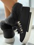 Christmas Plush Plain Casual Winter Cotton-Padded Suede Flat Heel Slip On Classic Boots