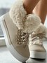 Christmas Plush Plain Casual Winter Cotton-Padded Suede Flat Heel Slip On Classic Boots