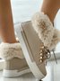 Christmas Plush Plain Casual Winter Cotton-Padded Suede Flat Heel Slip On Classic Boots