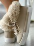 Christmas Plush Plain Casual Winter Cotton-Padded Suede Flat Heel Slip On Classic Boots