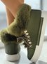 Christmas Plush Plain Casual Winter Cotton-Padded Suede Flat Heel Slip On Classic Boots