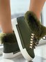 Christmas Plush Plain Casual Winter Cotton-Padded Suede Flat Heel Slip On Classic Boots